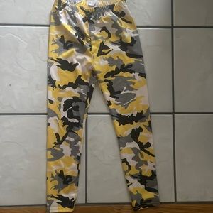 shein yellow,black, grey, white cameo pants
